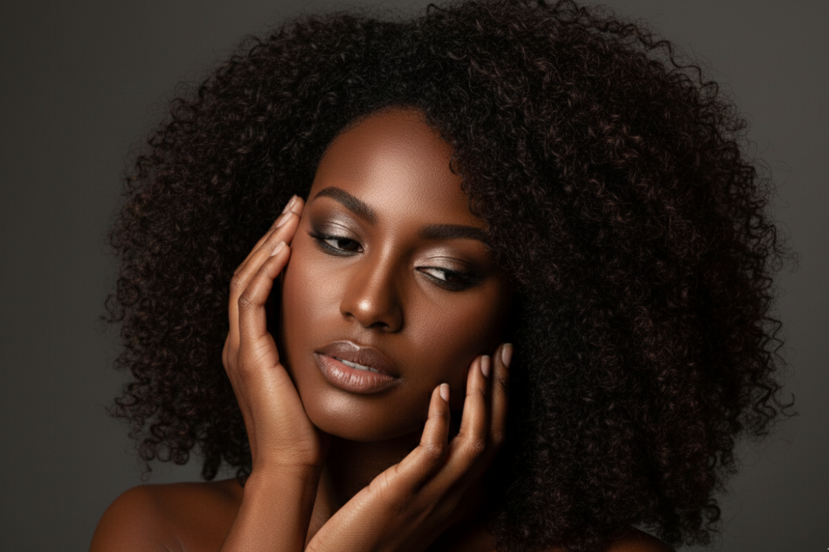 Woman wearing curly natural-looking hair